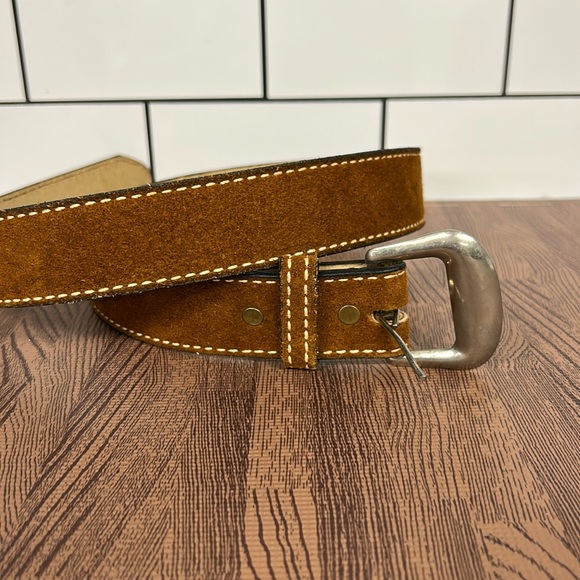 Genuine Cowhide Torel Leather Belt, Size 32, Great Condition, Tan/Red USA - Picture 1 of 7
